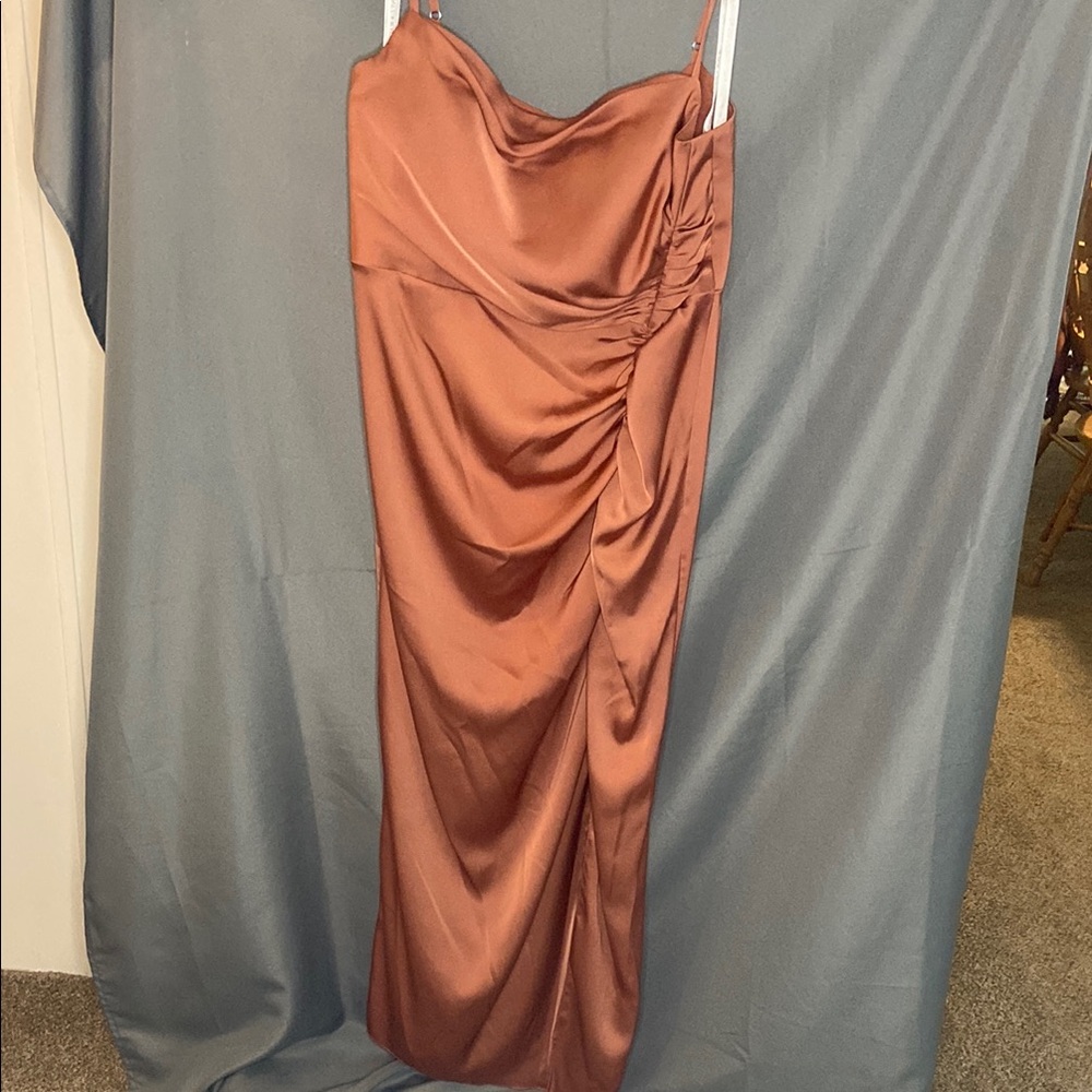 Azazie Copper Satin Gown